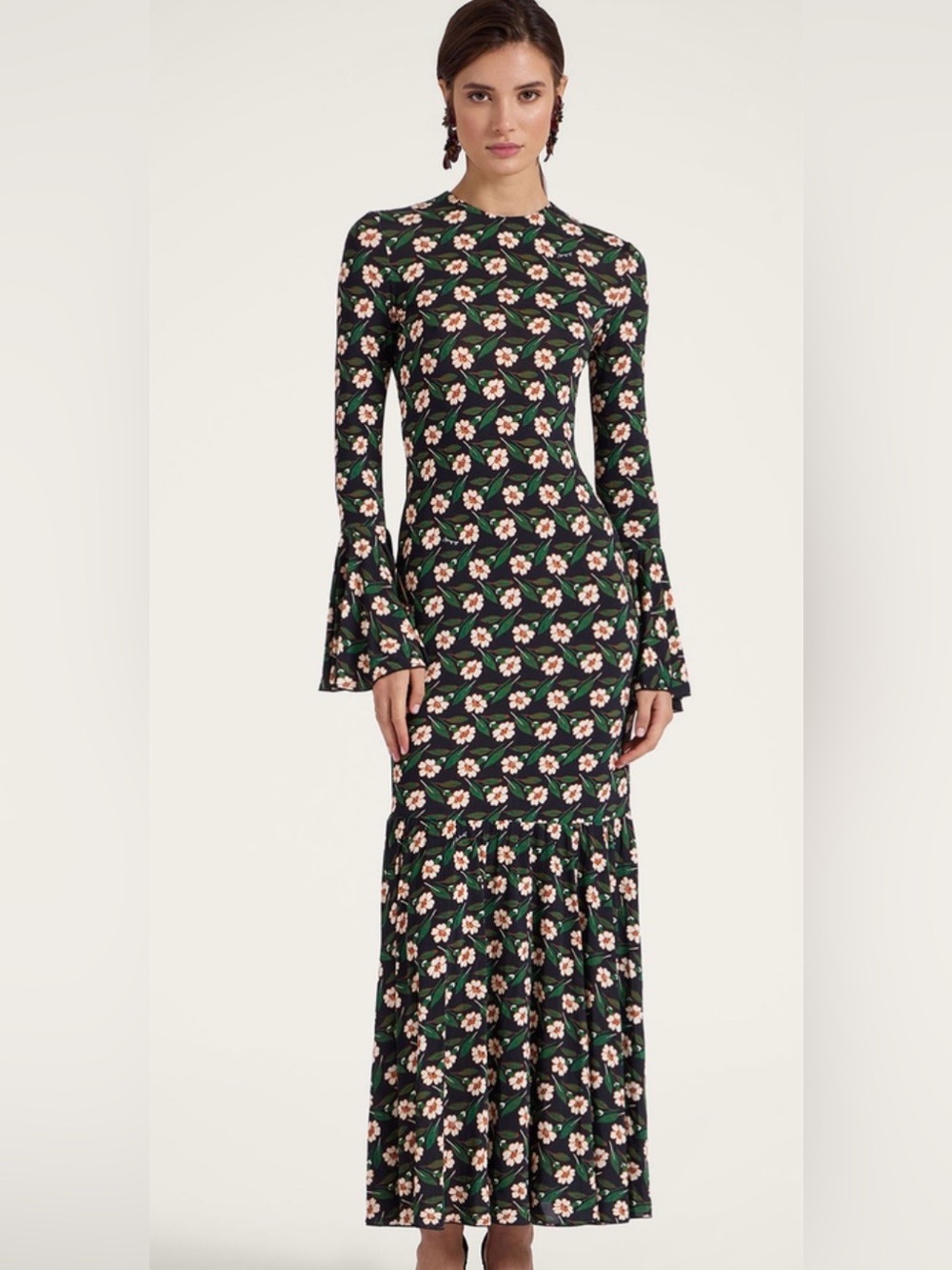 LA DoubleJ Black Floral Long-Sleeve Maxi Dress
